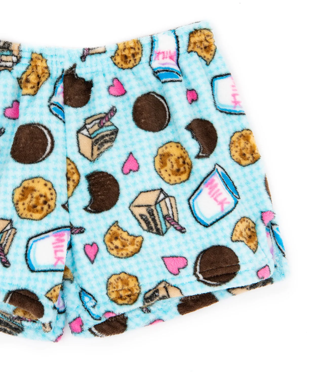 Made with Love and Kisses Girls Love Milk n Cookies Shorts