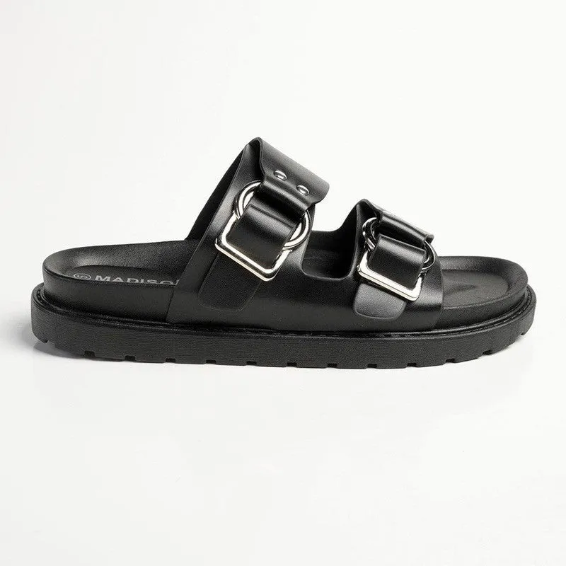 Madison Ayla Double Strap Sandals - Black