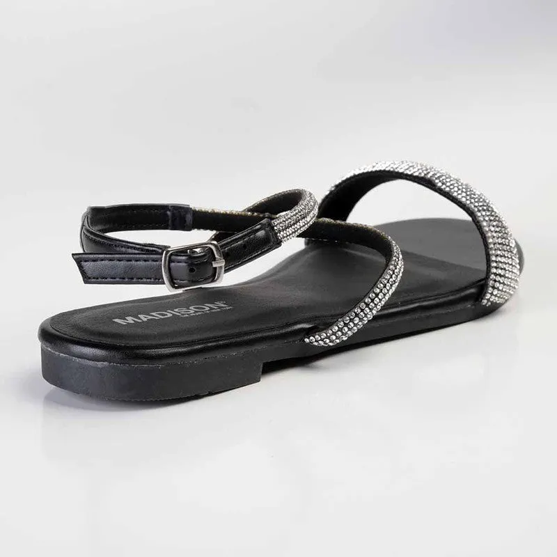 Madison Hillary Ankle Diamond Detail Sandal - Black