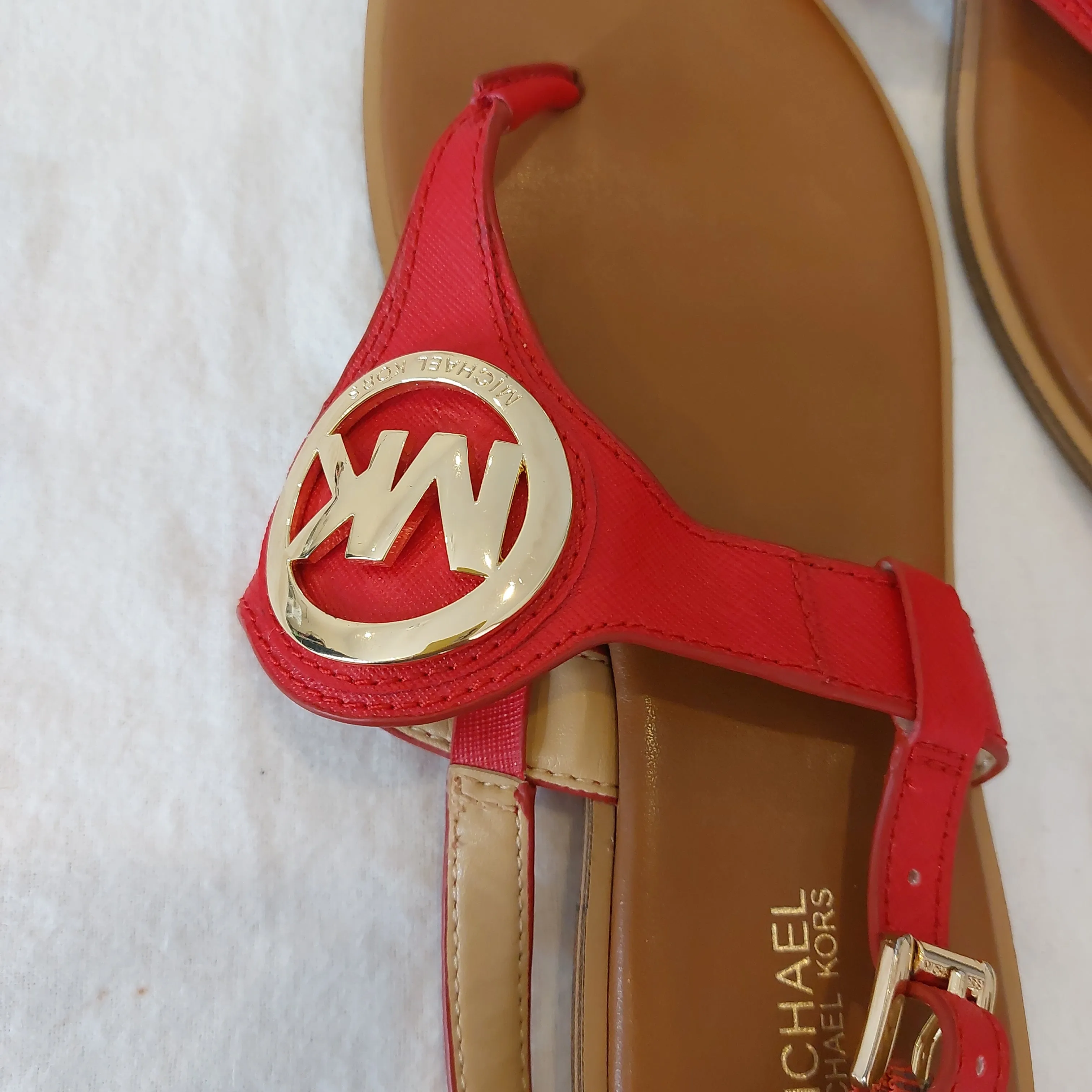 Michael Kors Red Logo Thong Sandals | Gently Used |