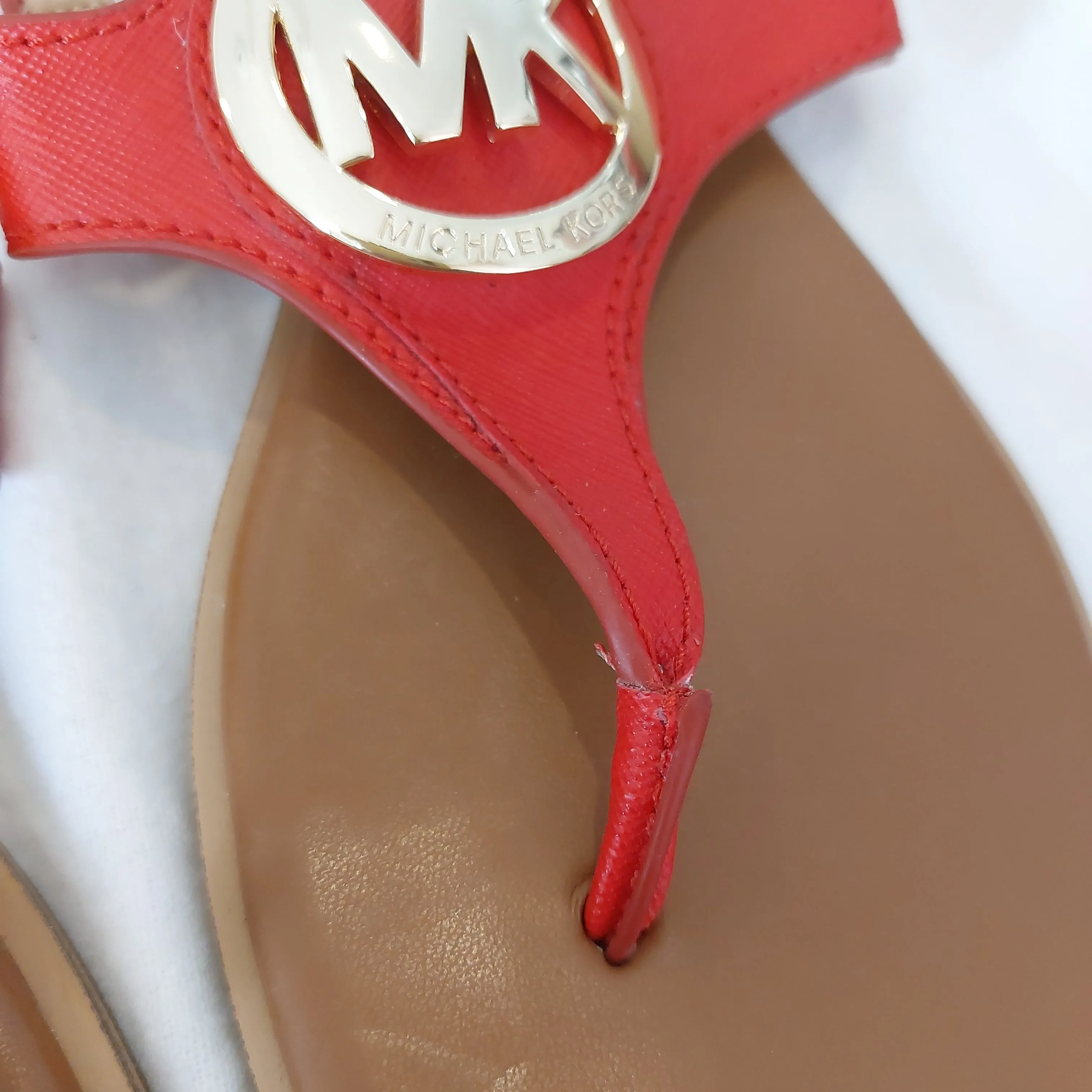 Michael Kors Red Logo Thong Sandals | Gently Used |