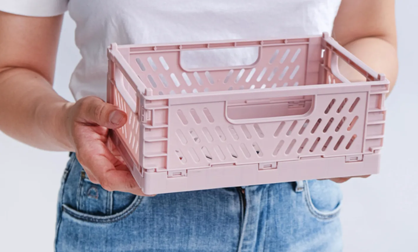 Mini Collapsible Storage Crate - Off White