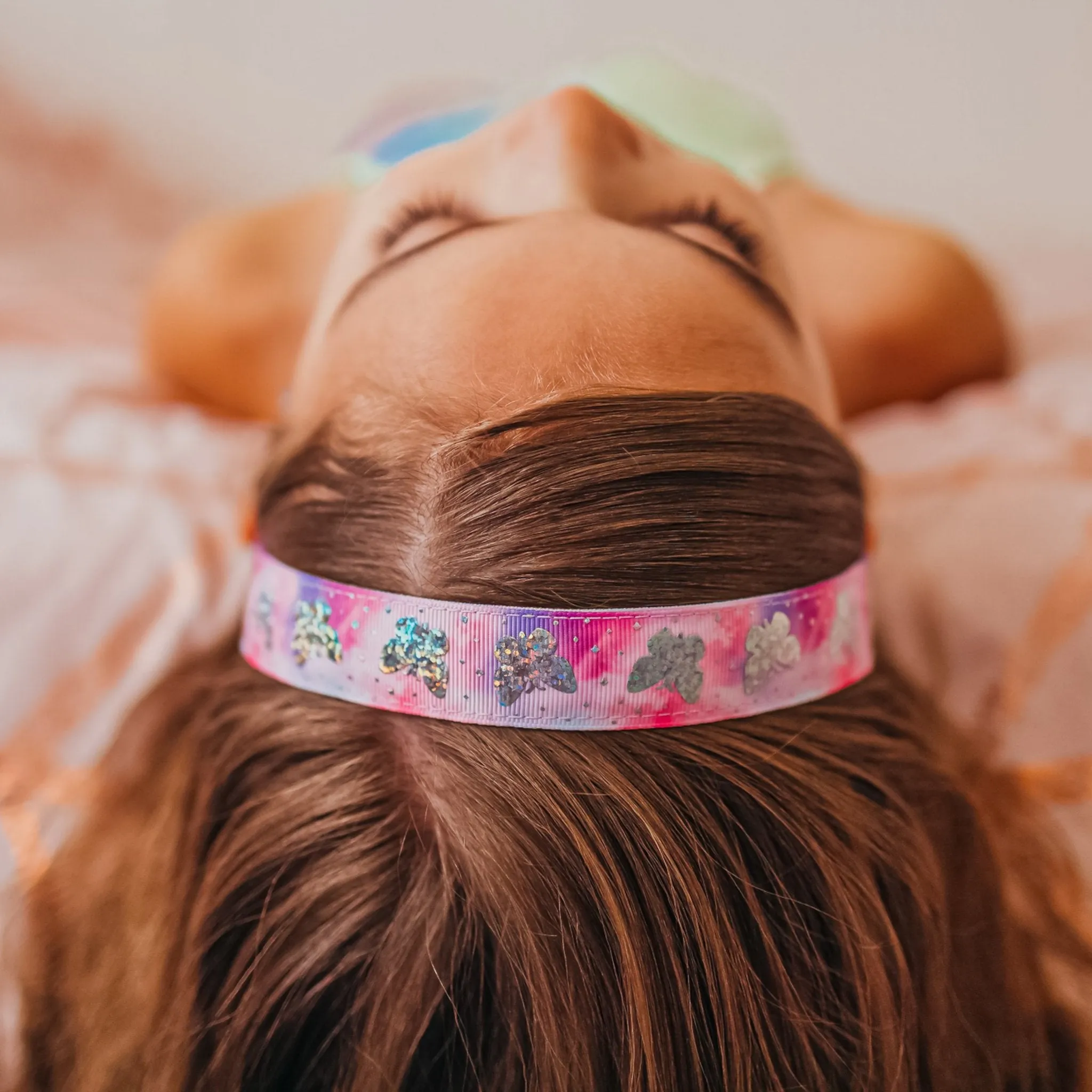 Non-slip Adjustable Holographic Butterfly Ribbon Headbands - Set of 6