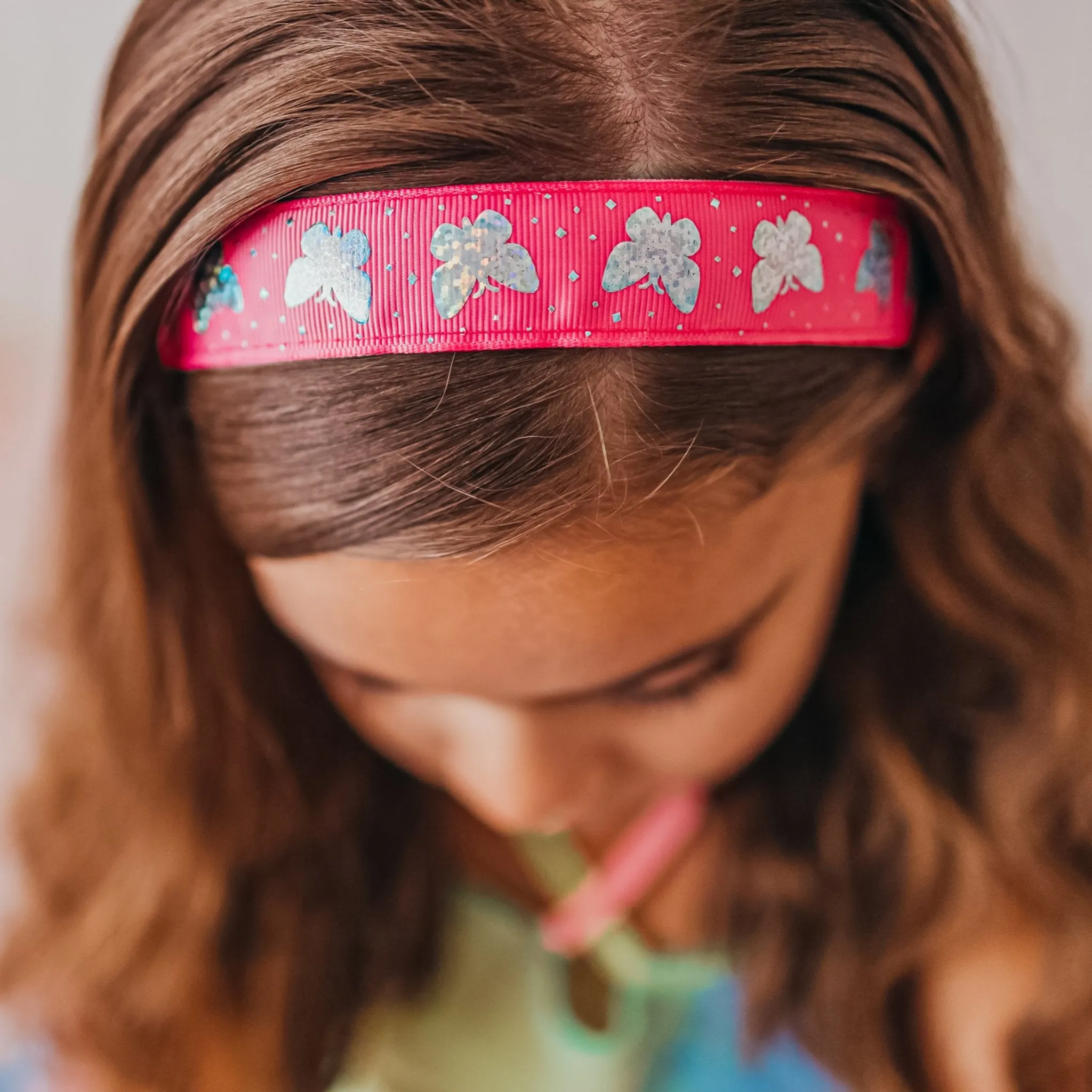 Non-slip Adjustable Holographic Butterfly Ribbon Headbands - Set of 6