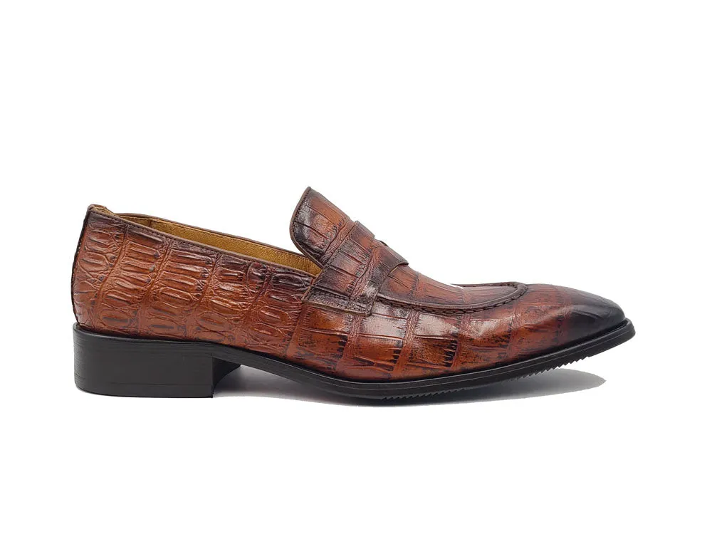 Penny Loafer Features Alligator Embossed Calfskin