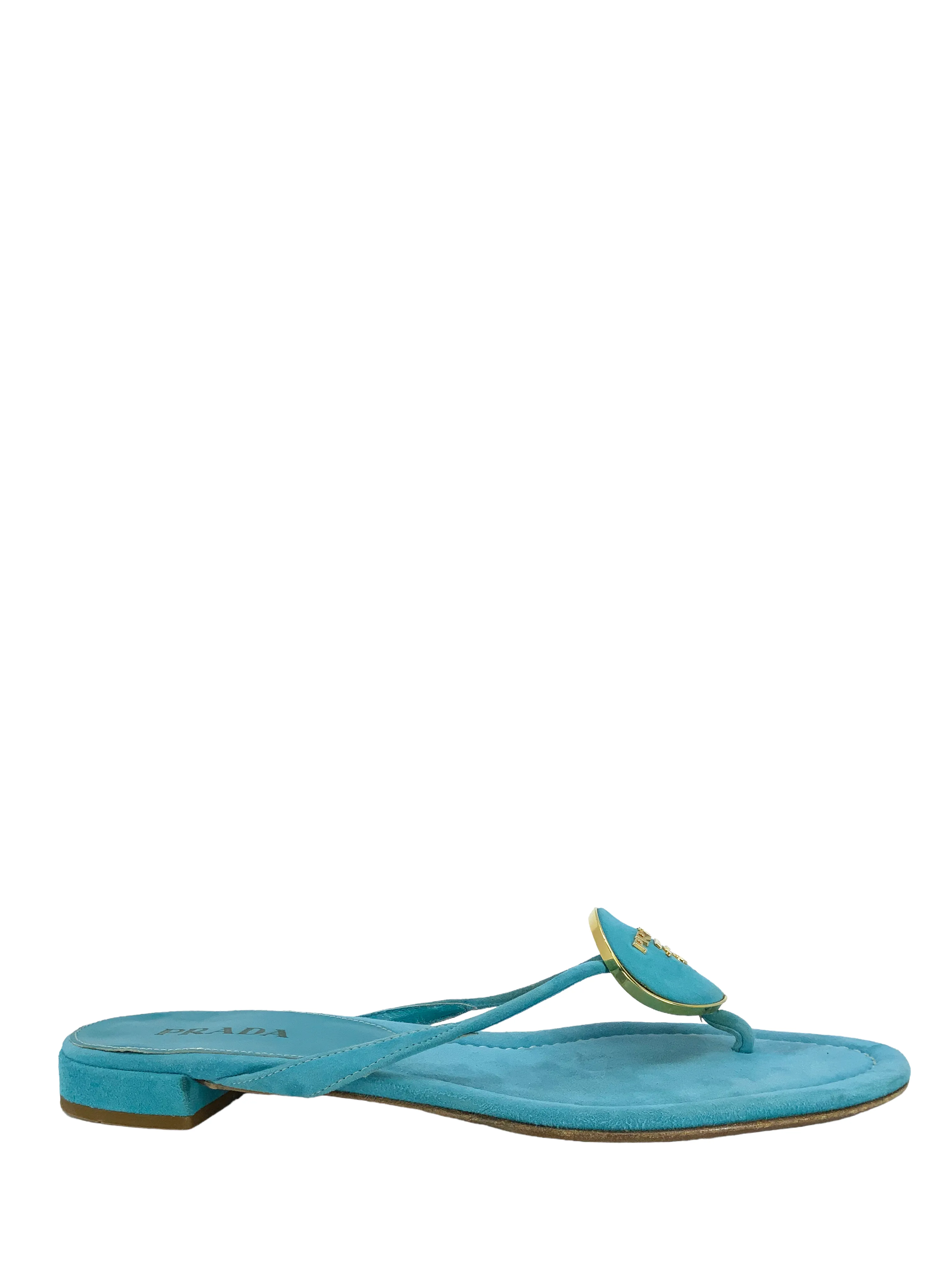 Prada Suede logo Thong Sandals Size 8.5