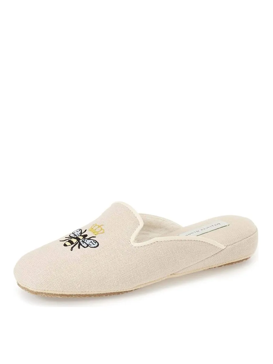 Queen Bee Embroidered Velvet Slipper