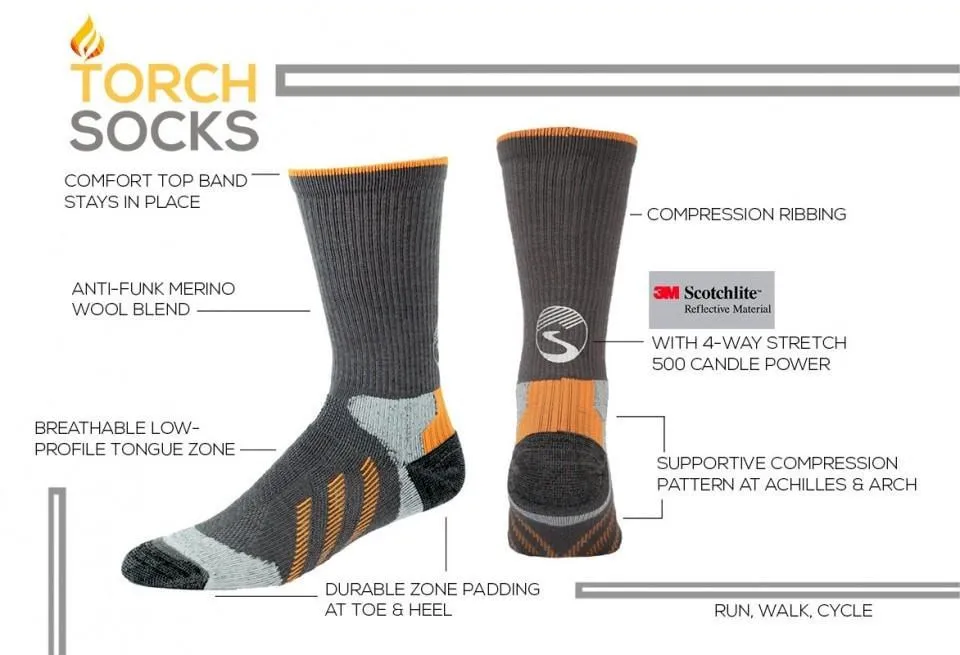 Reflective Torch Socks - Crew Height