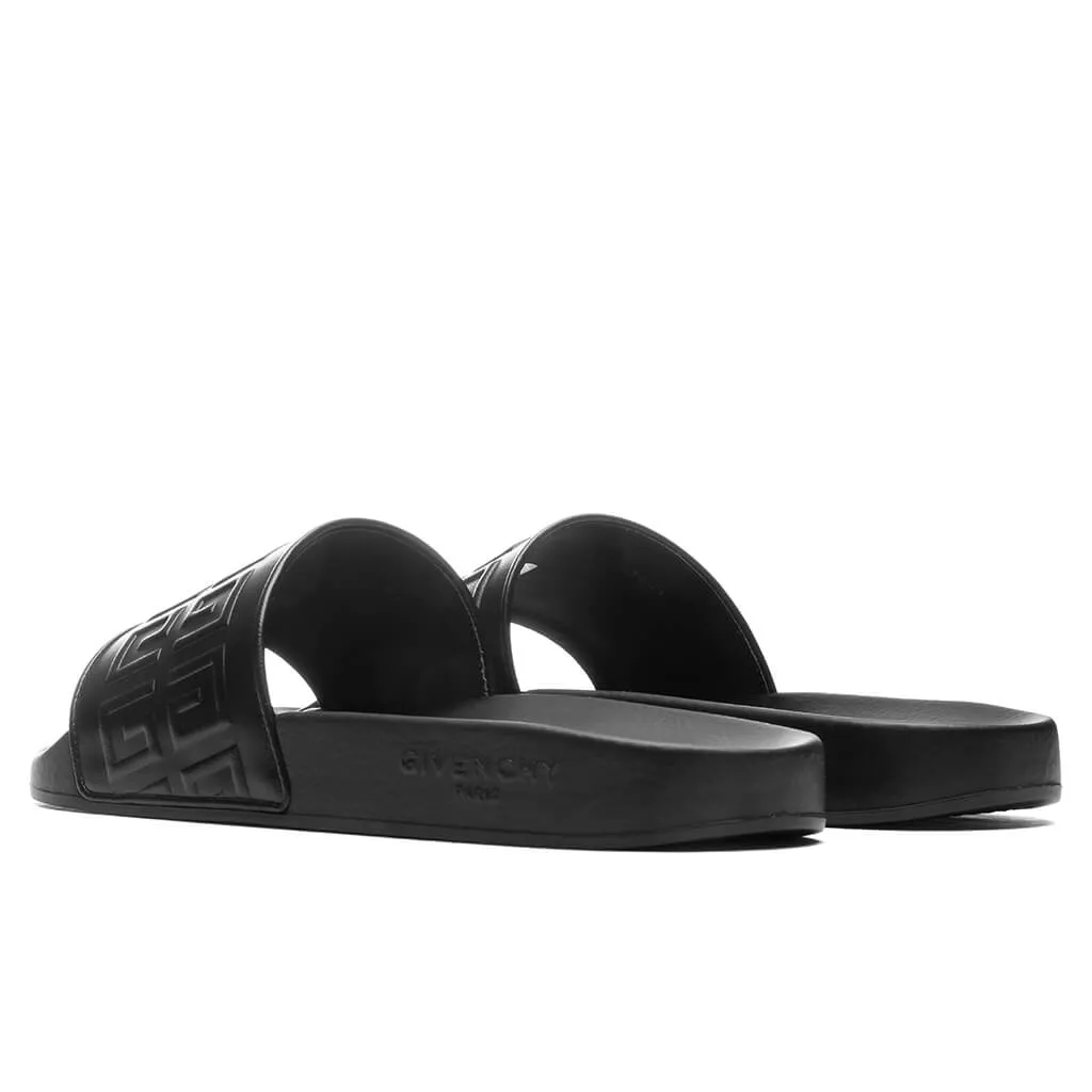 Slide 4G Flat Sandals - Black