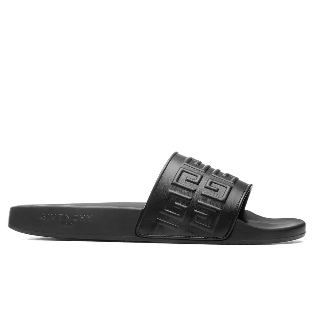 Slide 4G Flat Sandals - Black