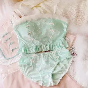 Soft Mint Heart Kawaii Princess Sweet Kawaii Lingerie Set