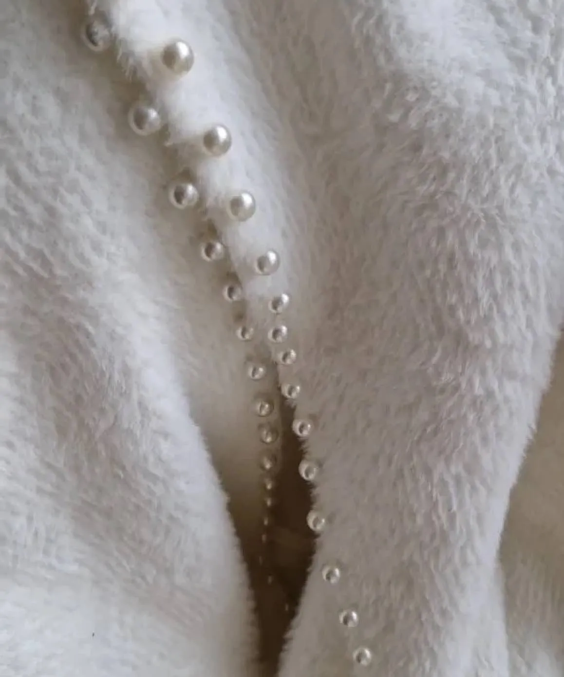 Thick Fuzzy Knitted Midi Cardigan With Pearls