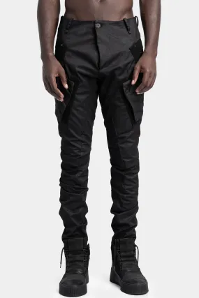 Optimized Title: Edgy Twisted-Leg Cargo Pants with Scar-Stitch Detailing