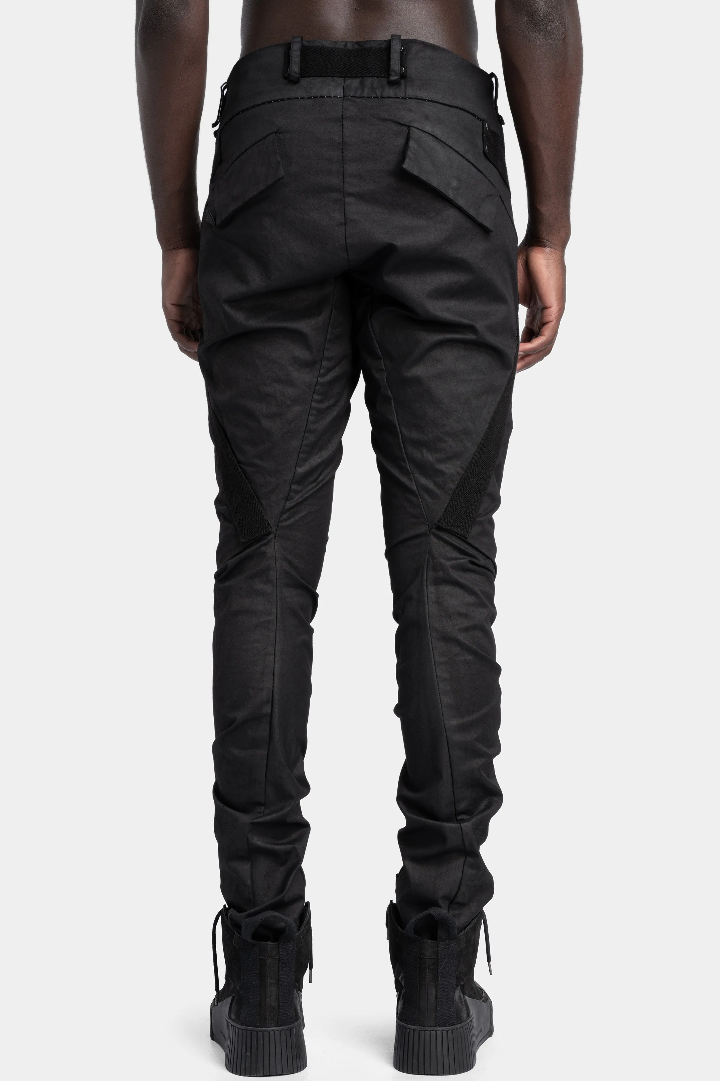 Optimized Title: Edgy Twisted-Leg Cargo Pants with Scar-Stitch Detailing