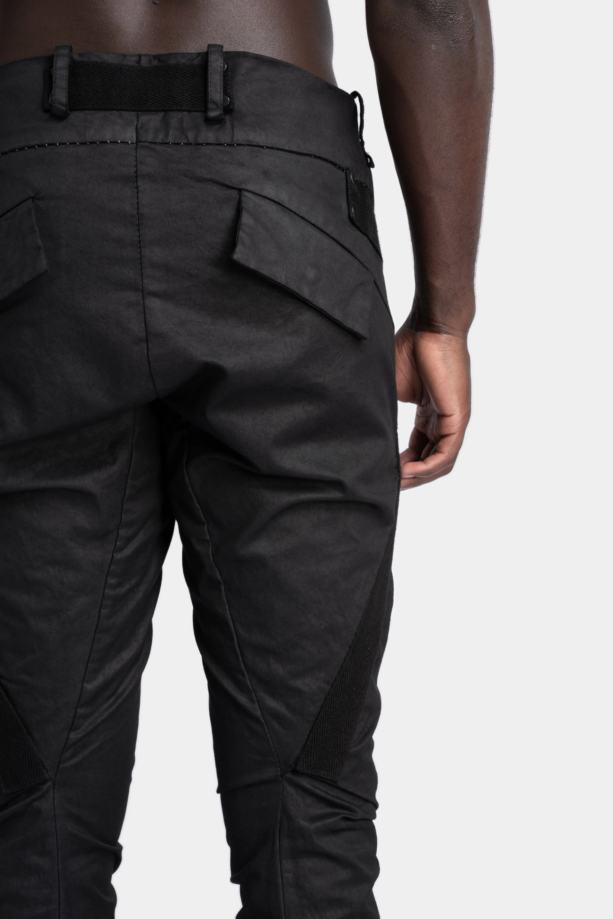 Optimized Title: Edgy Twisted-Leg Cargo Pants with Scar-Stitch Detailing