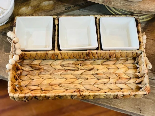 WOVEN TRAY & DIP SET